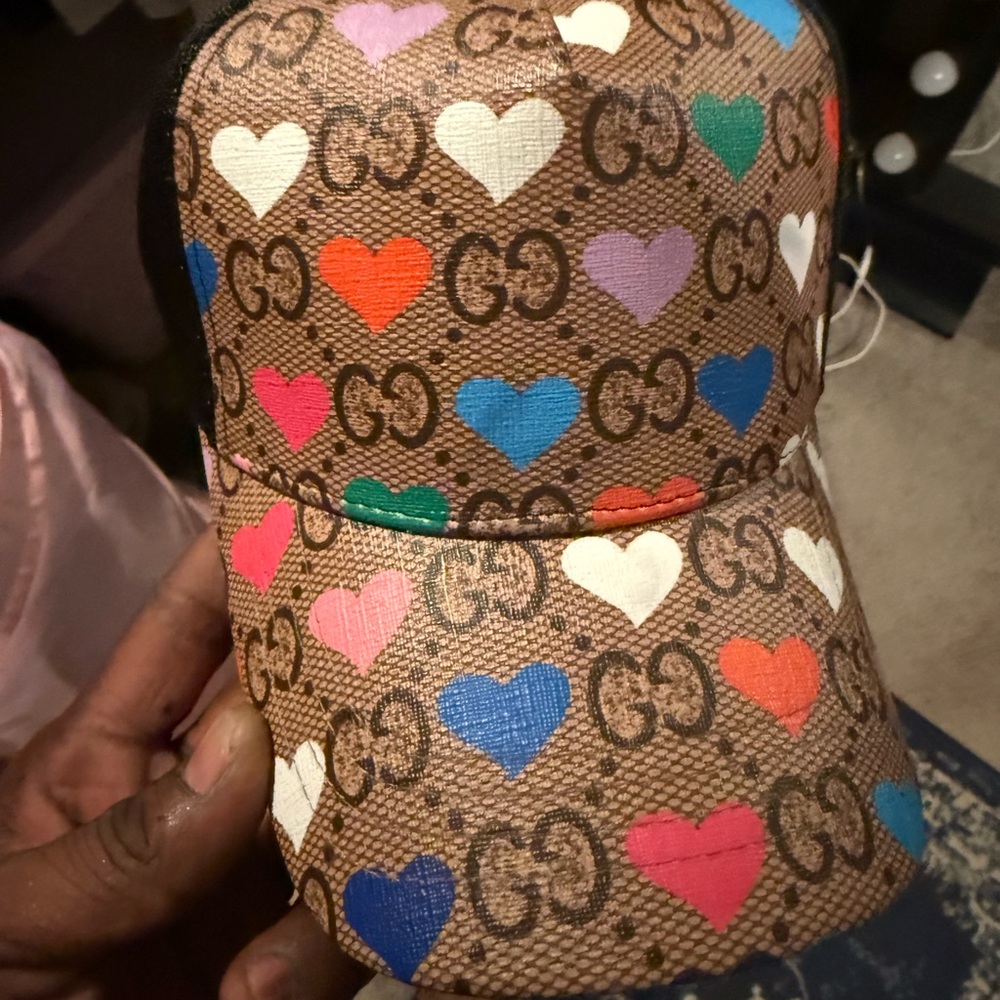 Gucci Heart Pattern Cap with Vibrant Colors